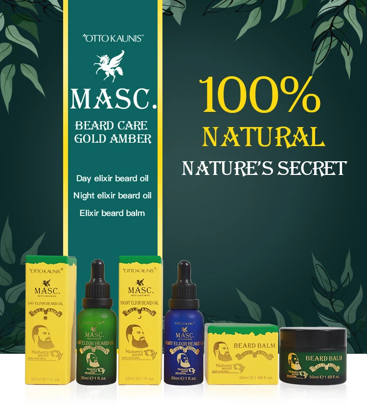 Wholesale Men Nourish Mustache Oil 30ml Castor Oil Night Beard Oil Private Label Smooth Silky Beard Kit  For Men Grooming Care