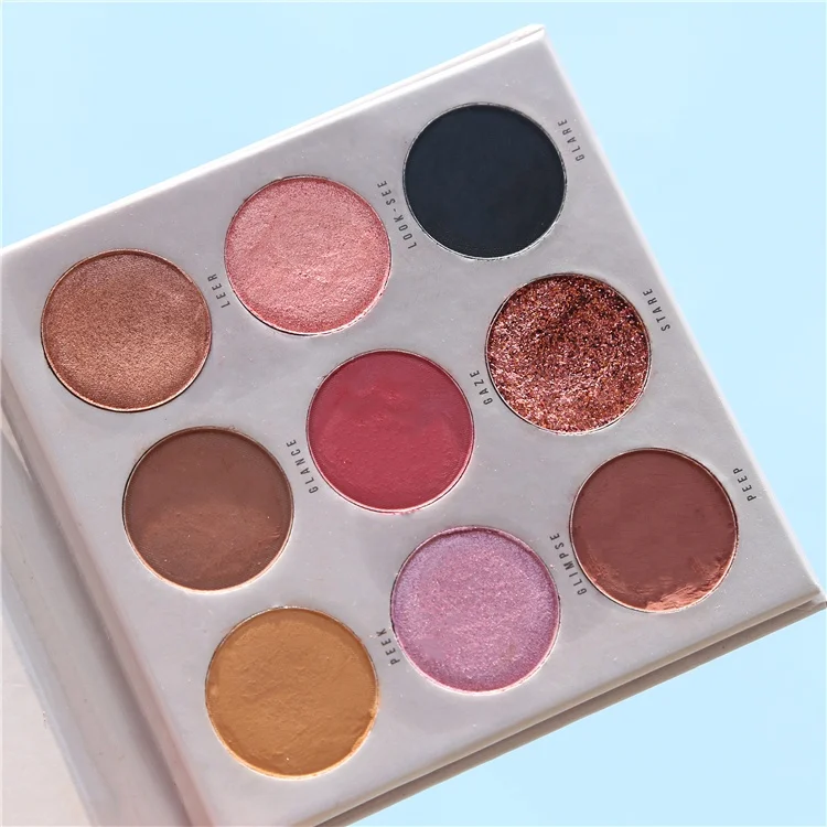 Oem Wholesales 9 colors Vegan High Pigment Glitter Matte Shades Custom Logo Private Label Makeup Cosmetics Eyeshadow Palette