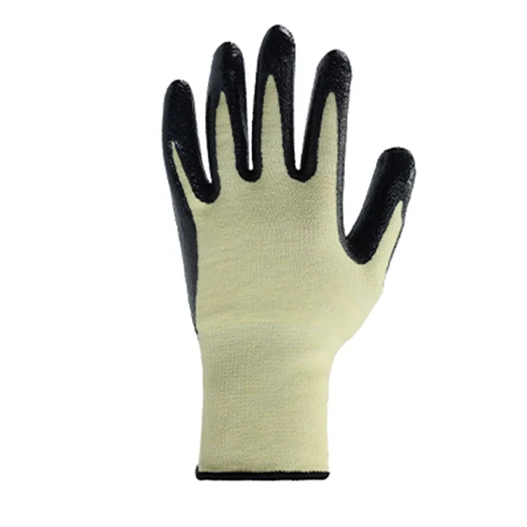 Cut Resistant 13 gauge Aramid Industrial Safety nitrile coated palm gloves with CE