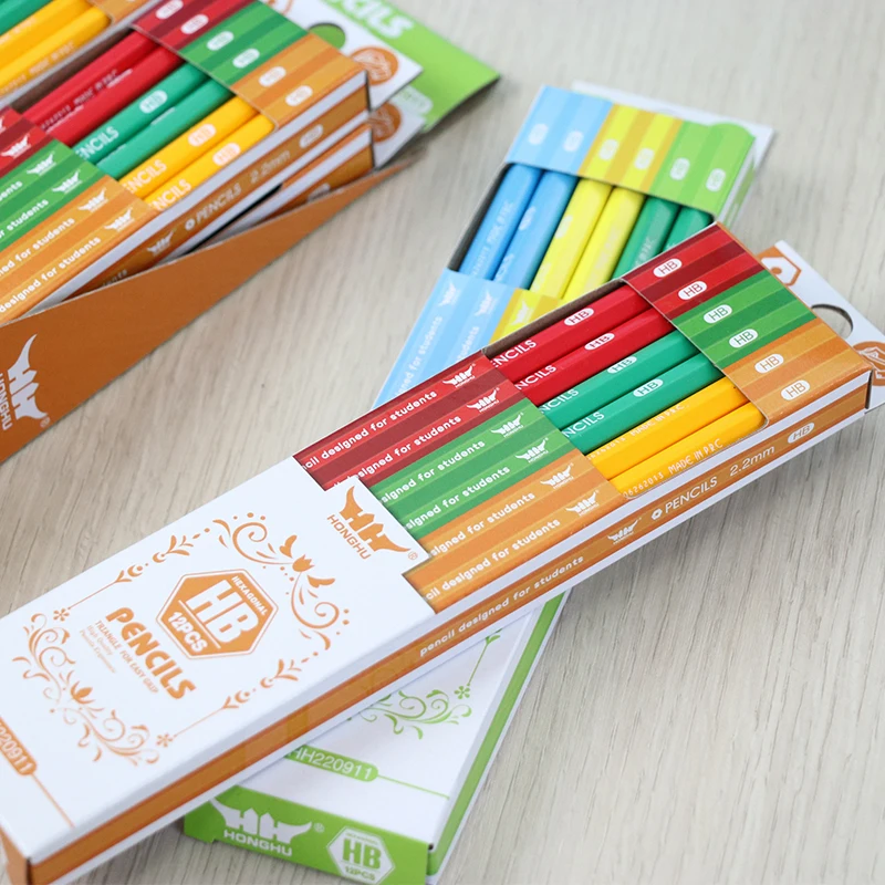 Bending Stationery Soft flame HB Pencil with Eraser Flexible Soft New Folding for Children packing Deformation Colorful Stripe