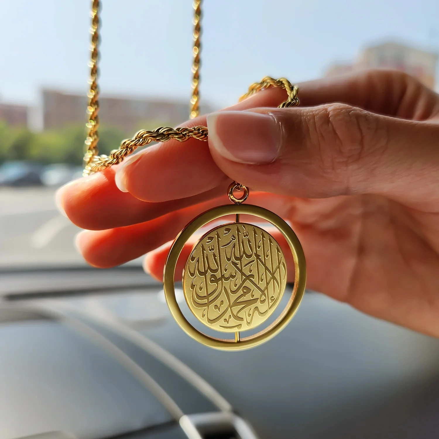 stainless steel jewelry Islamic Muslim Arabic calligraphy jewelry Ayatul Kursi Keychain jewelry gift wholesale