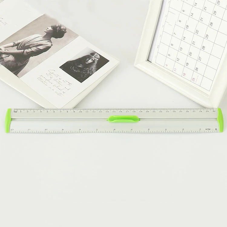 Manufacturers customized wholesale Pen clip straight ruler inch cm double scale 30cm aluminum ruler
