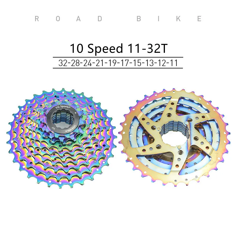 8 9 10 11 Speed Road Bike Cassette Freewheel 11- 28T 11-32T Rainbow Bicycle Flywheel for Mountain Road Bike Accessories