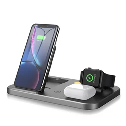 Новое поступление 5 в 1 Беспроводное зарядное устройство Подставка для iphone12 Зарядное Док-станция Airpods серии Apple