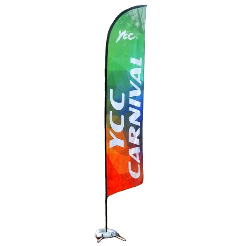 Promotional X-cross Base With Water Bag Single Double Sides Printing Polyester Teardrop Feather Banner Beach Flag