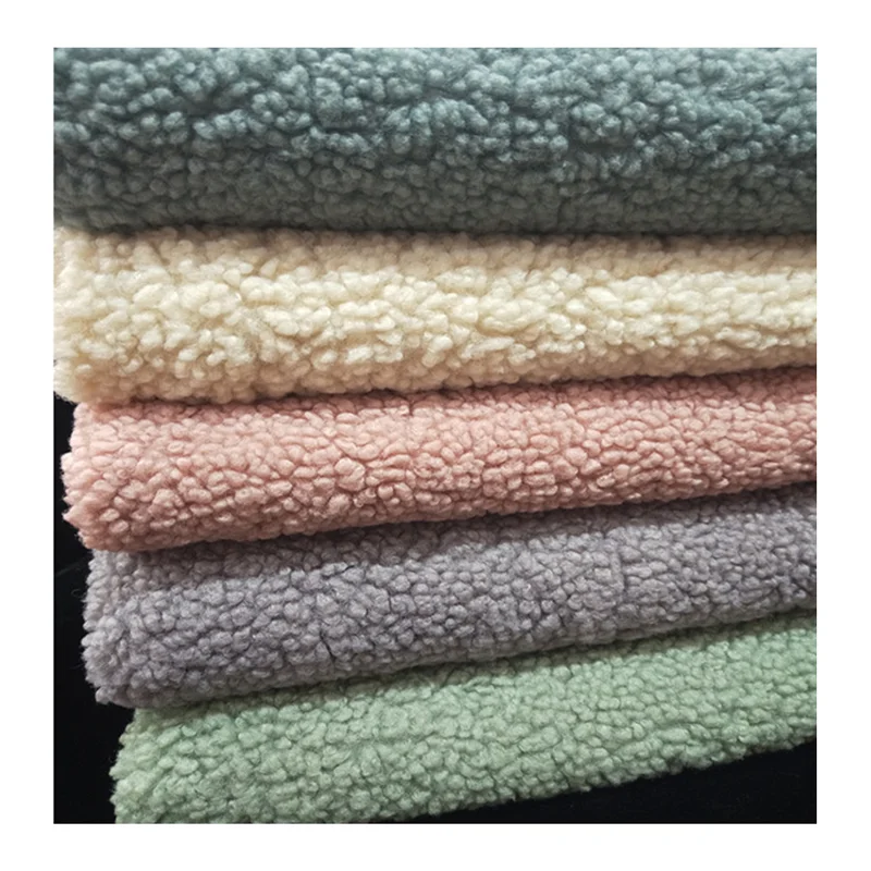 Recycled roll packing polyester garments soft warp knit sherpa clothing fleece fabrics