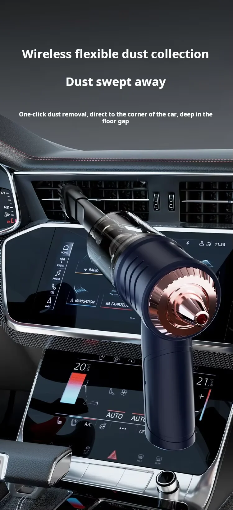 Portable Car Vacuum Cleaner Rechargeable Handheld Automotive Vacuum Cleaner for Car Wireless Dust Catcher Cyclone Suction