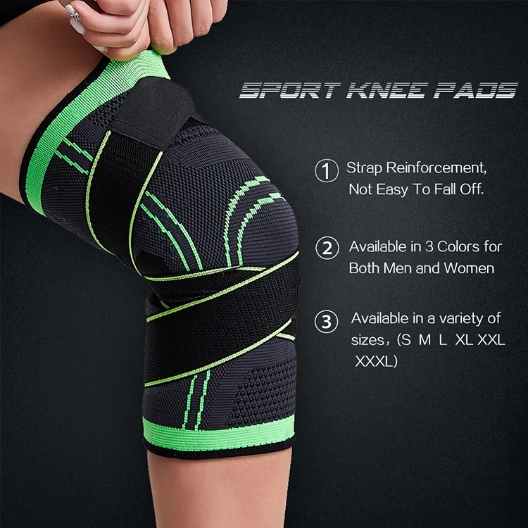  Fitness Gear Basketball Volleyball Brace Protector Pressurized Elastic Knee Pads Support Sports