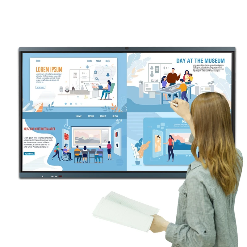 65 inch 4K resolution LCD touch screen monitor all in one whiteboard interactive smart board