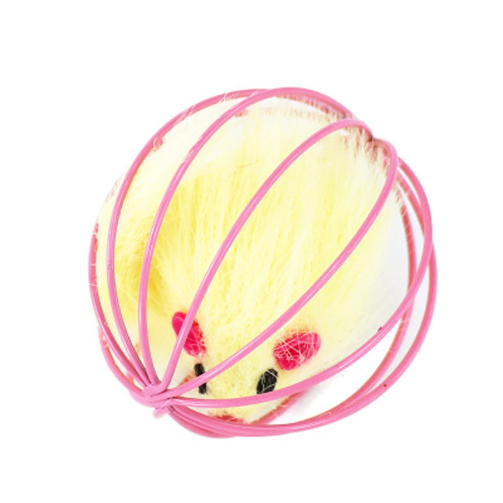 Cat pet toys cage mouse ball Pet cat plush mouse in cage ball