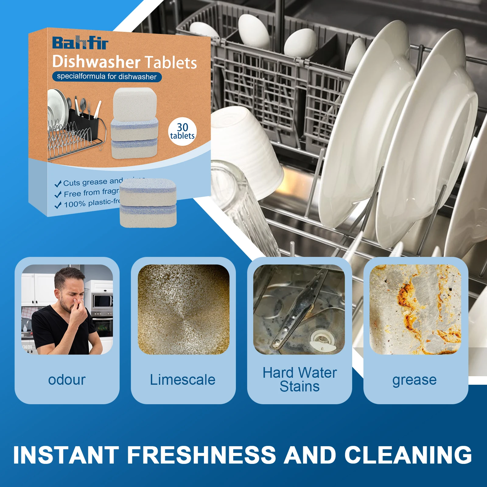 Eco-Friendly All-In-One Dishwasher Cleaner Tablets Convenient Dishwashing Powders