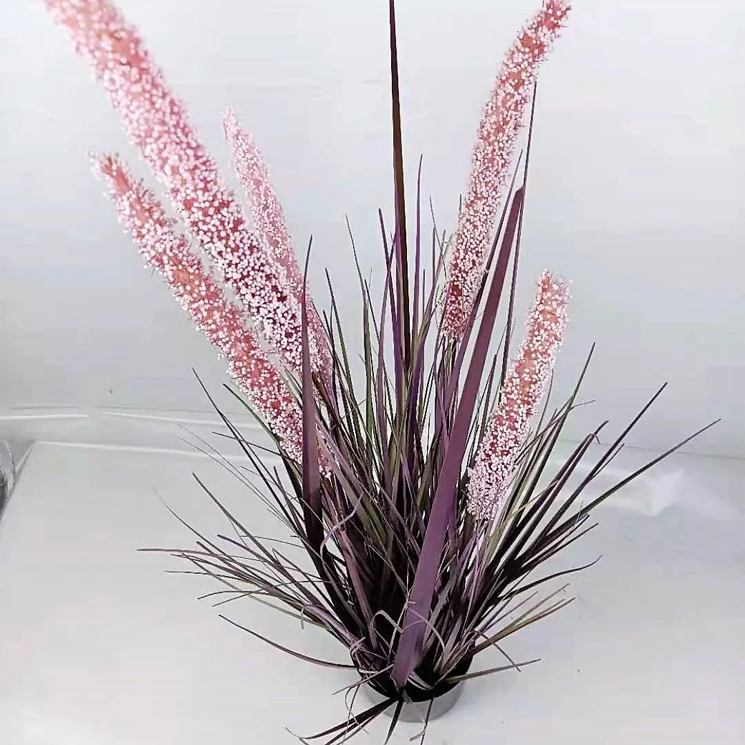 Large Tall Dried Artificial Potted Plant Reed Purple Planta De Maceta Artificial Pampas Onion Grass Bonsai For Decoration