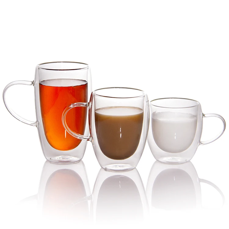 80ml 150ml 250ml 450ml Double Wall Egg Shape Glass Mug Tea Cup Delicate Coffee