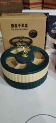 Light luxury cover elk white and gold compartment fruit bowl plate table on the table seeds and peanuts storage box