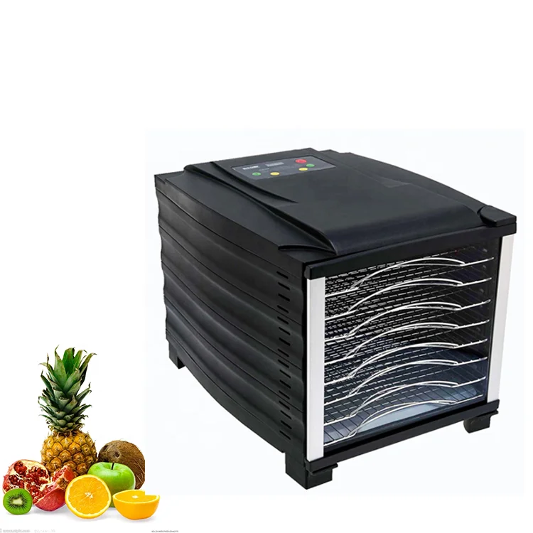 Fruit dehydrator, timer and temperature control 10 trays home use fruit vegetable food dehydrator black and white 800 Watt