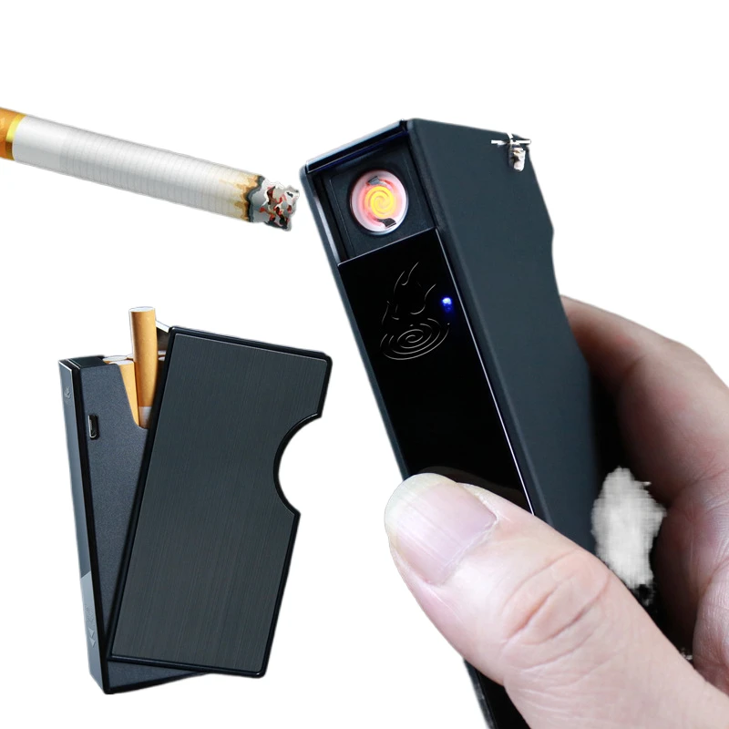 NEW Fireworks integrated charging cigarette case easy to carry metal cigarette case