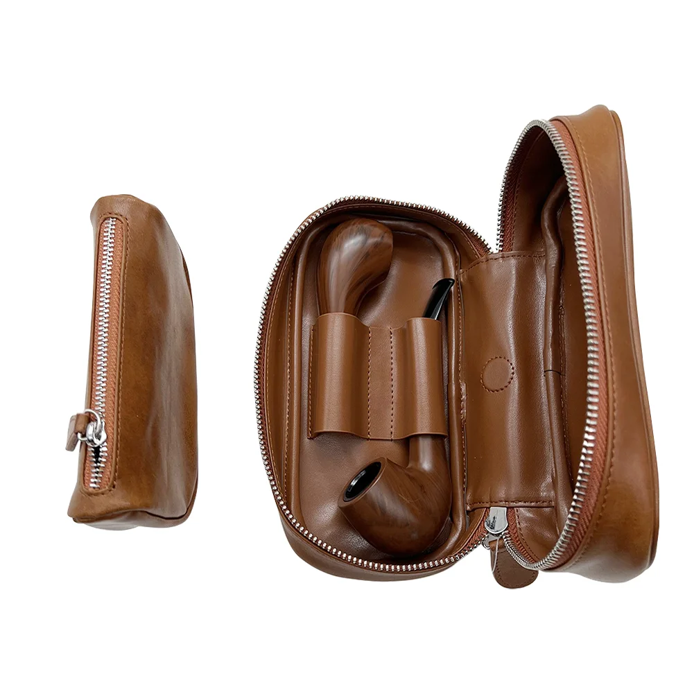 wholesale custom tobacco pipe accessories genuine leather pouch bag