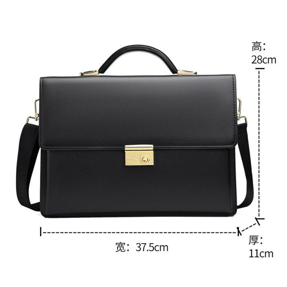 Cowhide Password Lock Shoulder Crossbody Briefcase for Men Leather Portfolio Large Capacity Office Computer Bag Lawyer