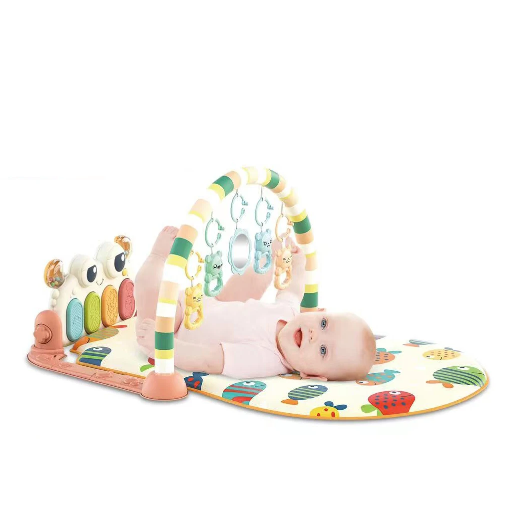 Infant safety activity petal keyboard blanket game with hanging rattles toy baby play gym piano fitness rack mat
