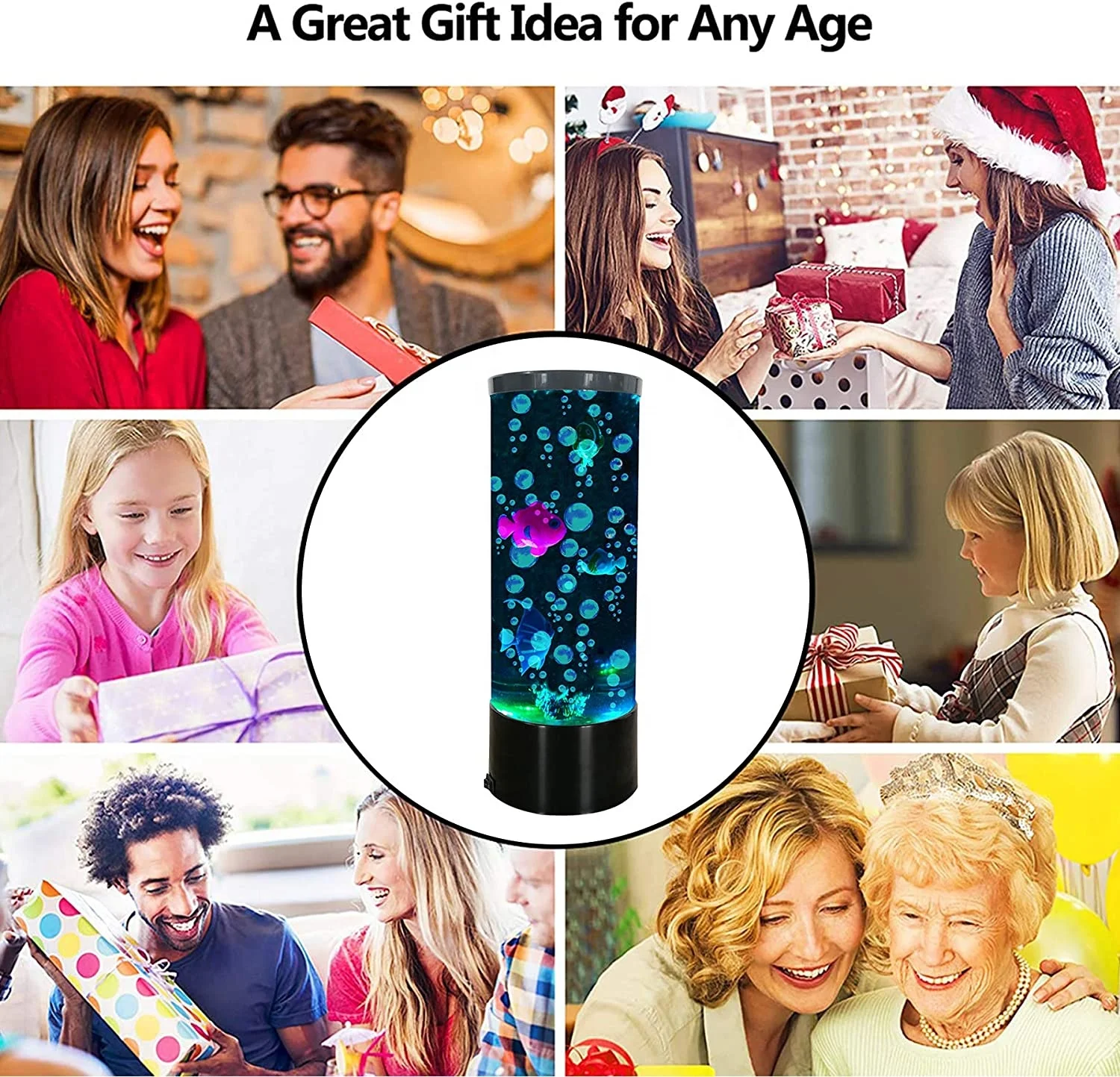 Mini Fish Lava Lamp Bubble LED Multi-Color Changing Aquarium Light Fish Night Light for Home Office Living Room Decor