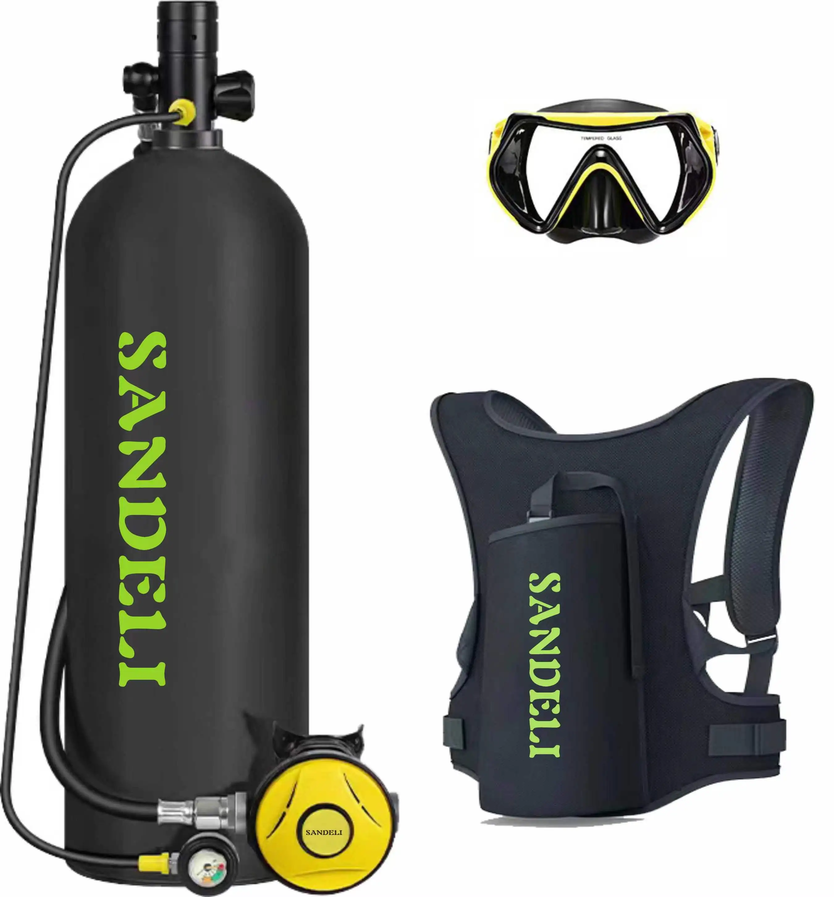 SANDELI  SD-X7000B  4L Scuba Tank  with respirator+backpack clip+dive mask Oxygen Dive Scuba Tank  dive Oxygen cylinder  20Mpa