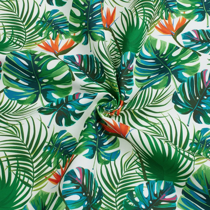 Лидер продаж на Amazon, дизайнерская водоотталкивающая ткань зеленого цвета с тропическим принтом Monstera, ткань из полиэстера с принтом