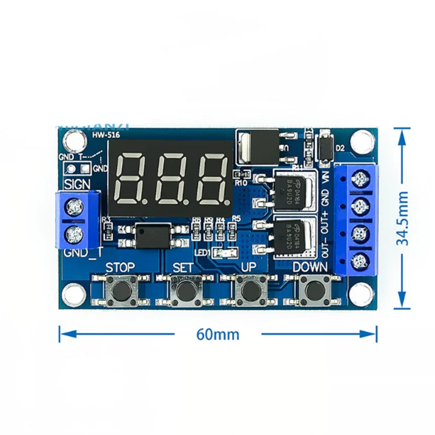 DC 5V-36V 12V 24V Dual MOS LED Digital Time Delay Relay Trigger Cycle Timer Delay Switch Circuit Board Timing Control With Case