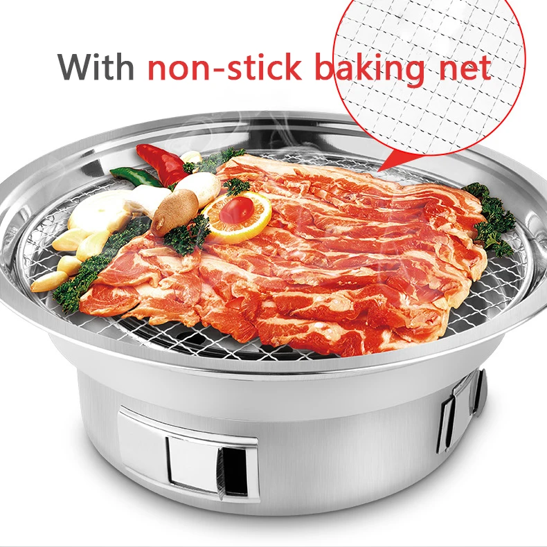 Outdoor Table Tabletop Portable Smokeless Korean Bbq Oven Barbecue Grill Charcoal For Hom With Nonstick Tray