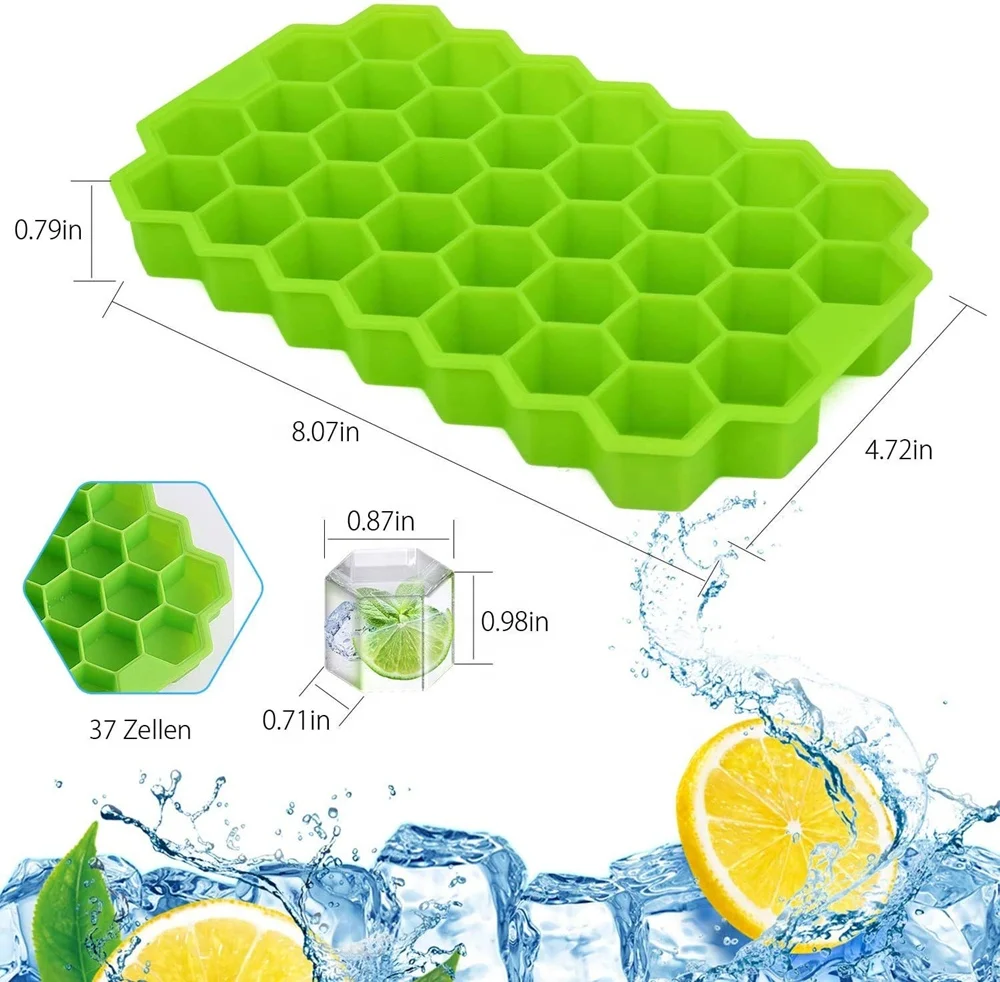 DIY 37 Grids Silicone Ice Tray Cube Mold Honeycomb Maker Cream Molds for Whiskey Cocktail with