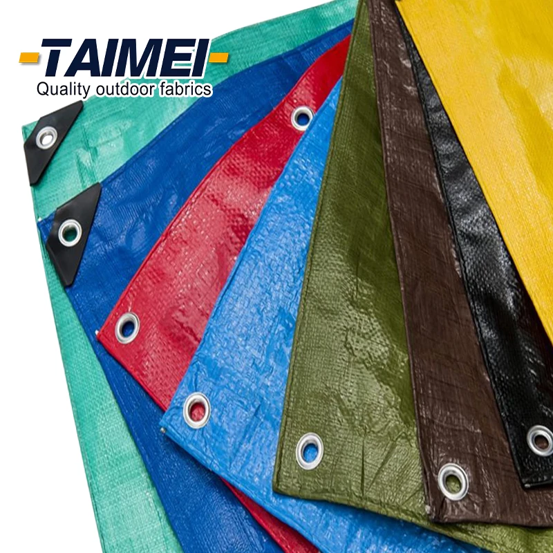 Premium Plastic PE Tarpaulin Poly Tarp Fabric Waterproof PE Cover Colourful PE Tarp with Eyelets for General Purpose Covers