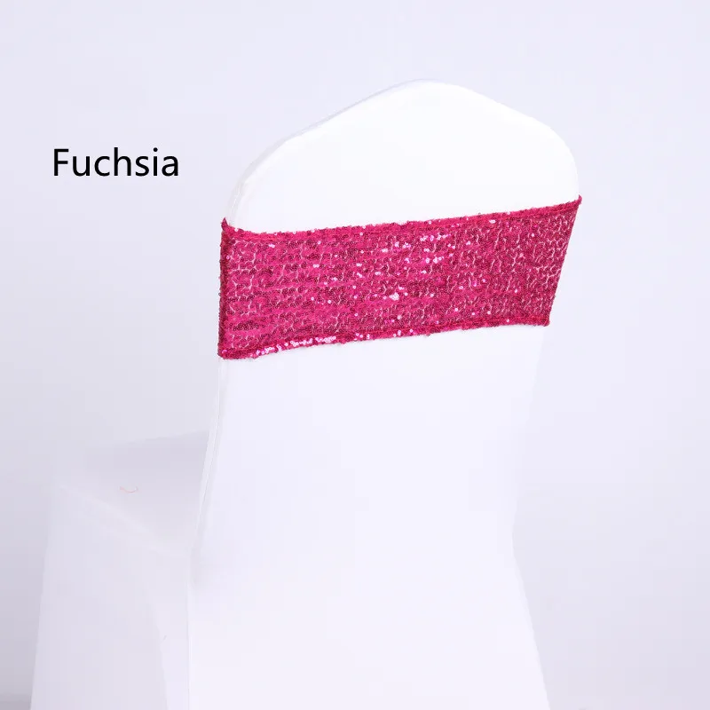 Spandex Wedding Chair Decorations sequin Stretch Chair Bows and Sashes for Party