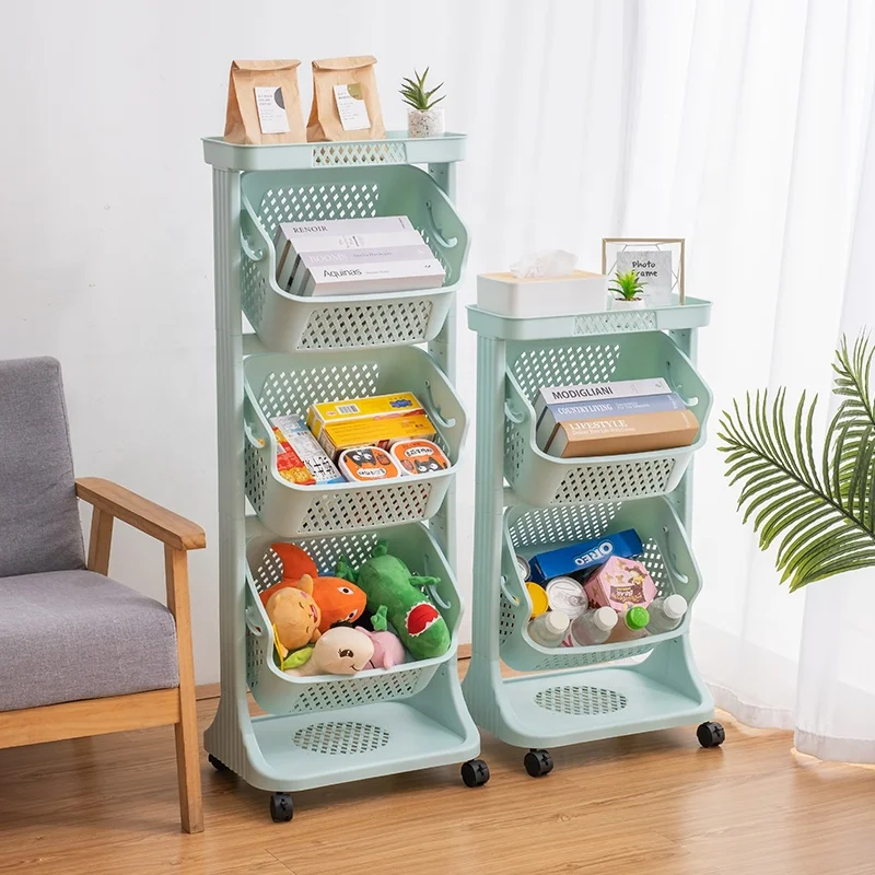 Household Kitchen Vegetable Fruit Plastic 2/3 layers storage racks kitchen rack shelf with castors kitchen stand shelves