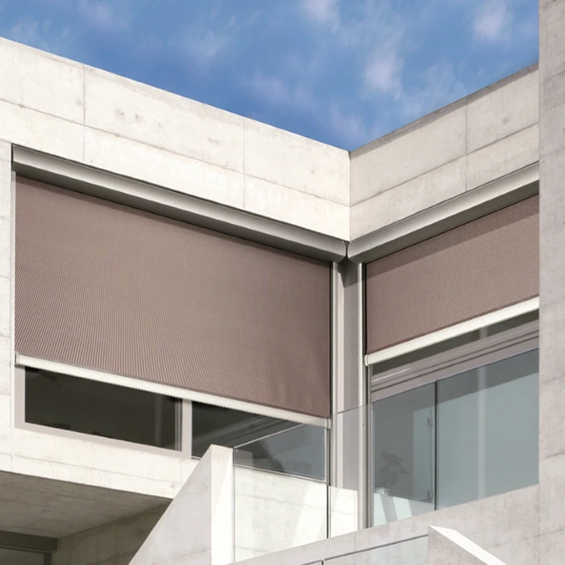 Modern Aluminum Pergola Curtains Outdoor Zip Screen Motorized Roller Blinds for Window