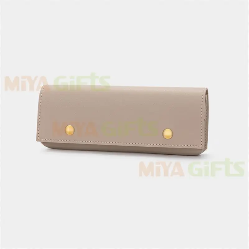 personalized leather pen case pencil pouch holder with gold button high class elegant soft large