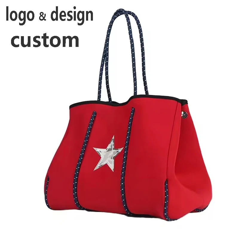 Оптовая продажа, модная Большая вместительная легкая Высококачественная пляжная сумка, Женская неопреновая сумка-тоут, женская сумка