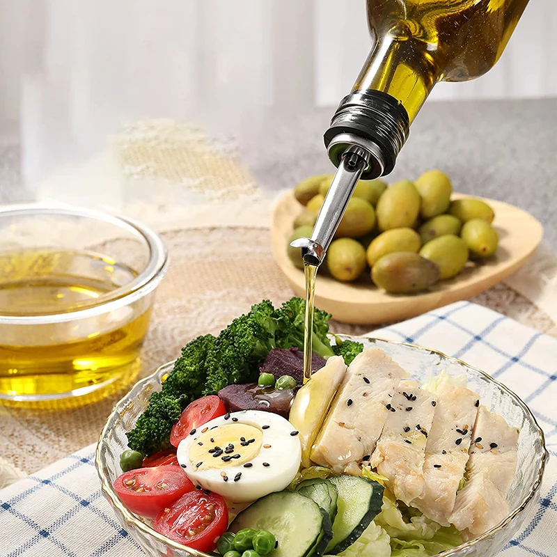 Kitchen Glass Oil and Vinegar Dispenser 17oz / 500ml Olive Oil Bottle Dispenser with Airtight Nozzle Plug