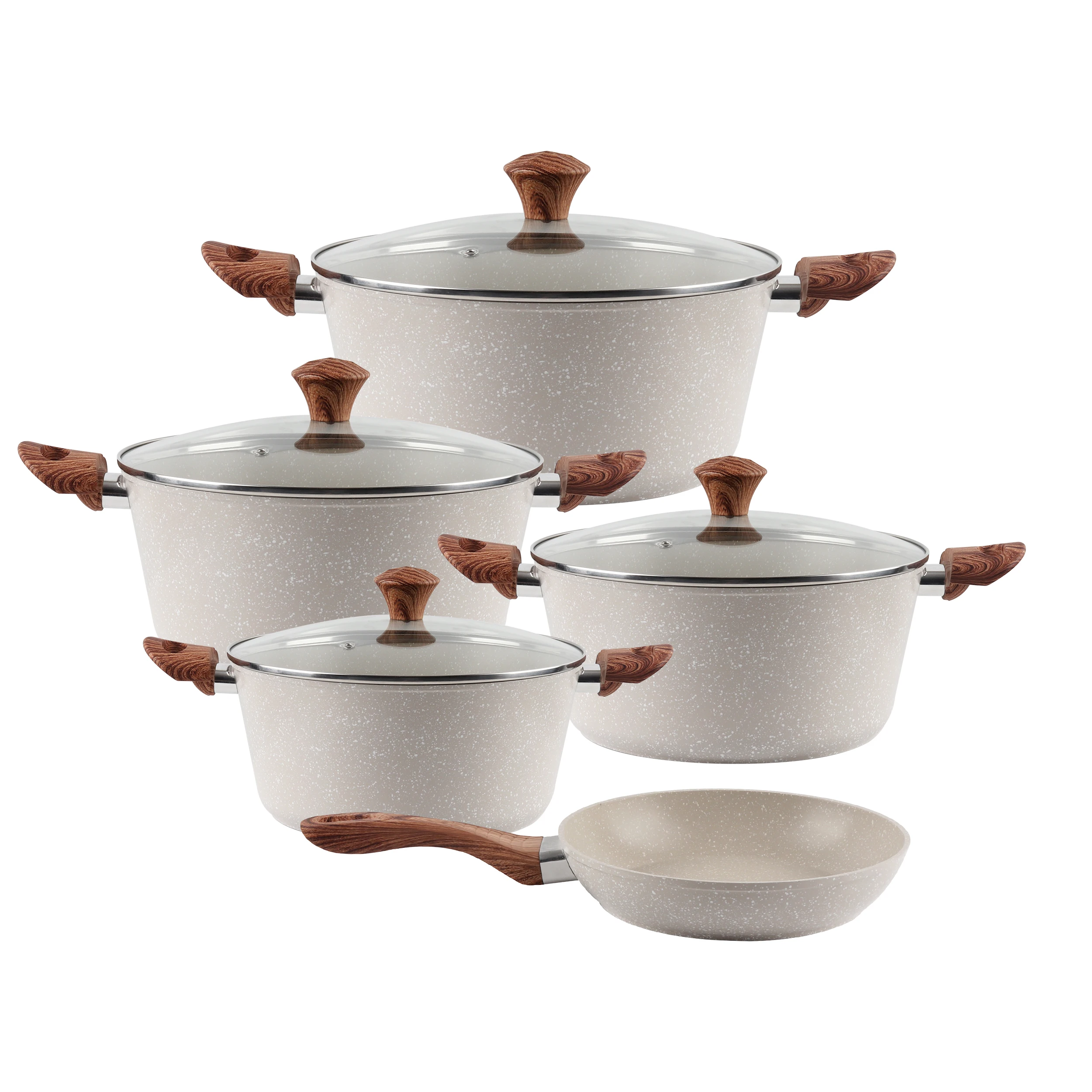 Big size 9pcs set casseruola granite pot keep hot casserole non stick pan frying granite pot