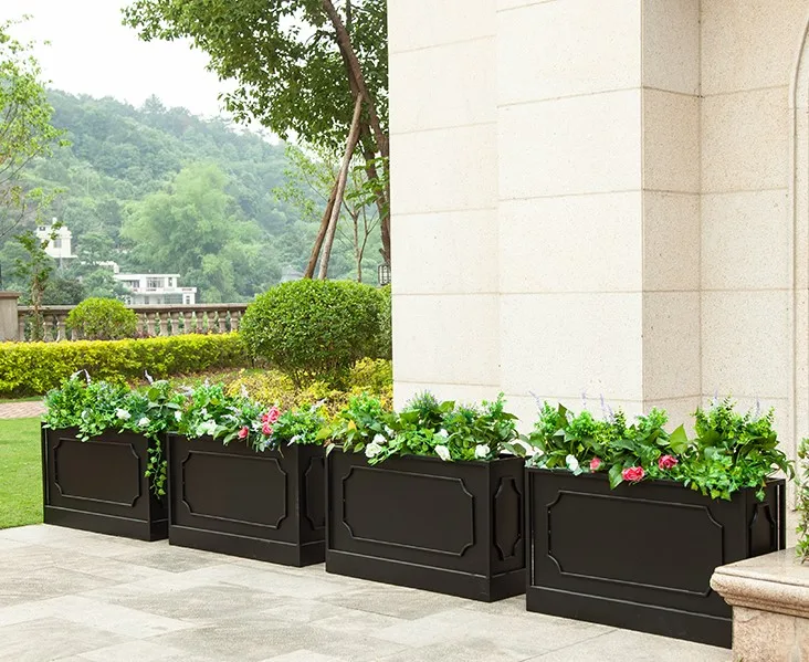 Outdoor Large Planter Box Rectangle Metal Planters Hotel Garden