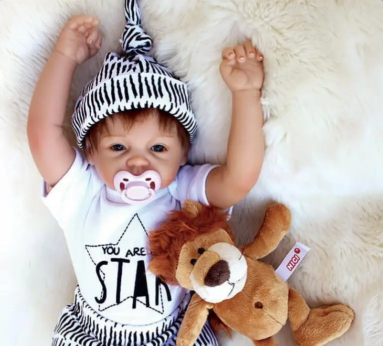 Style 22 Inch Reborn Baby Paly Doll Soft Silicone Touch Real Cosplay Gray Rat Boy with Rooted Mohair Babe Doll New Design