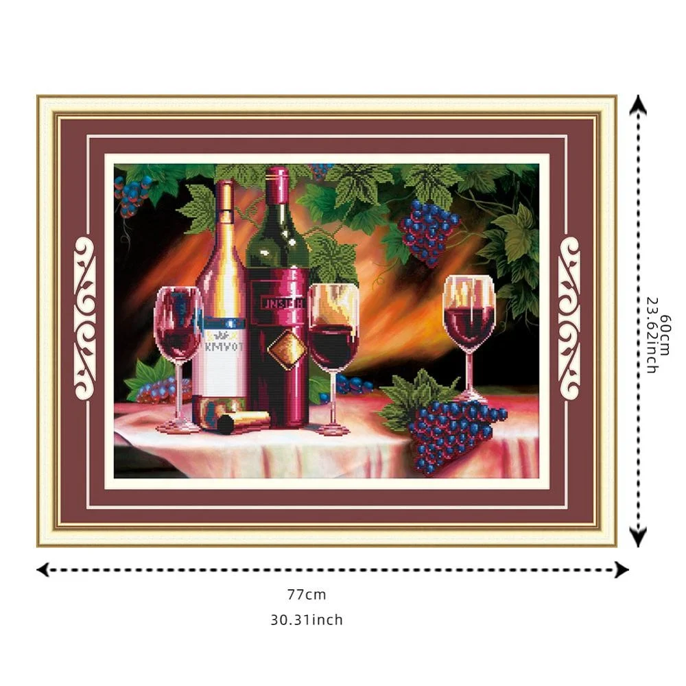 
Wholesale Wall Art Realistic Style Dinner Wine Still life Oil Painting Pattern Handmade Craft Home Decor 5d Diamond Painting 