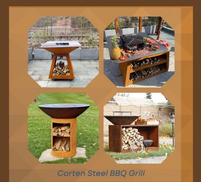 galvanized steel black grill bbq brazier outdoor table fire pit Corten Barbeque Grill Outdoor Barbeque grills