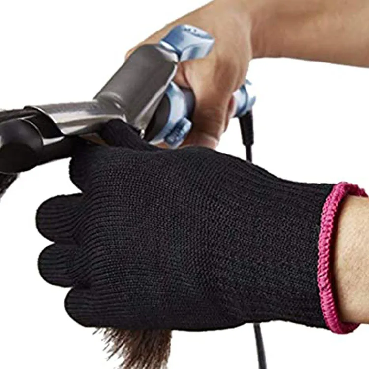 Biumart Heat Resistant Gloves for Hair Curler Straightener Hand Protection Silicone Anti-slip Black Styling