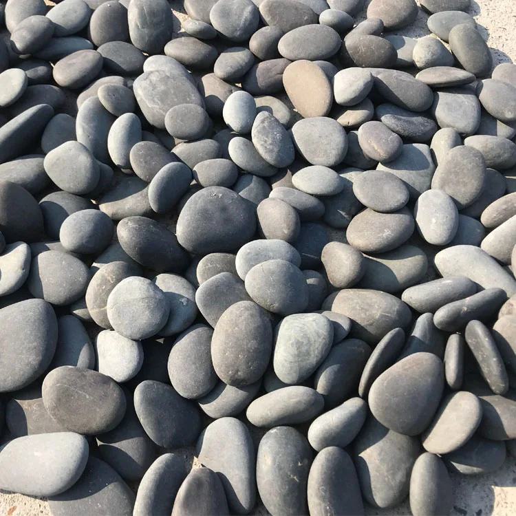 Unpolished Black Smooth Pebble Landscaping