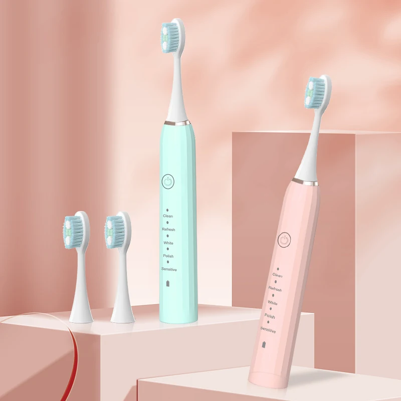 USB Rechargeable Sonic Electric Toothbrush for Adults Soft Dupont Brush Heads 2 Minutes Timer 5 Modes Electric Toothbrush