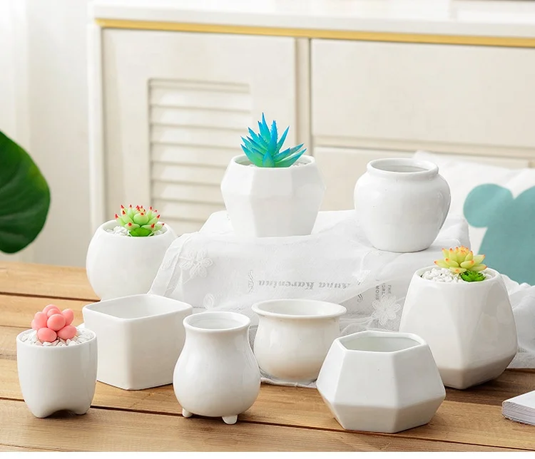 Small Fashional Classic  Ceramic  Custom Flower  Pots For Succulent plant Living Bedroom Desktop  Decoration