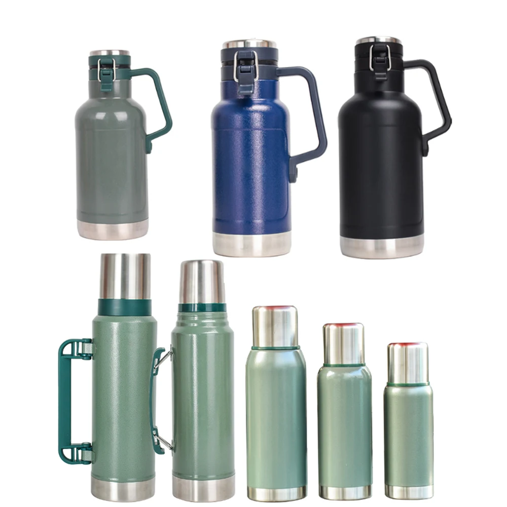  1.9L/64OZ Wholesale 18/8 double wall thermos bottle stainless steel Beer Growler with
