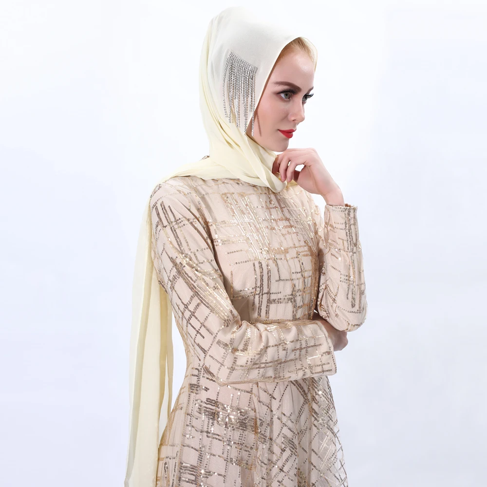 Popular premium chiffon hijab muslim women dress long sleeves long dress muslim islamic clothing scarves muslim hijab