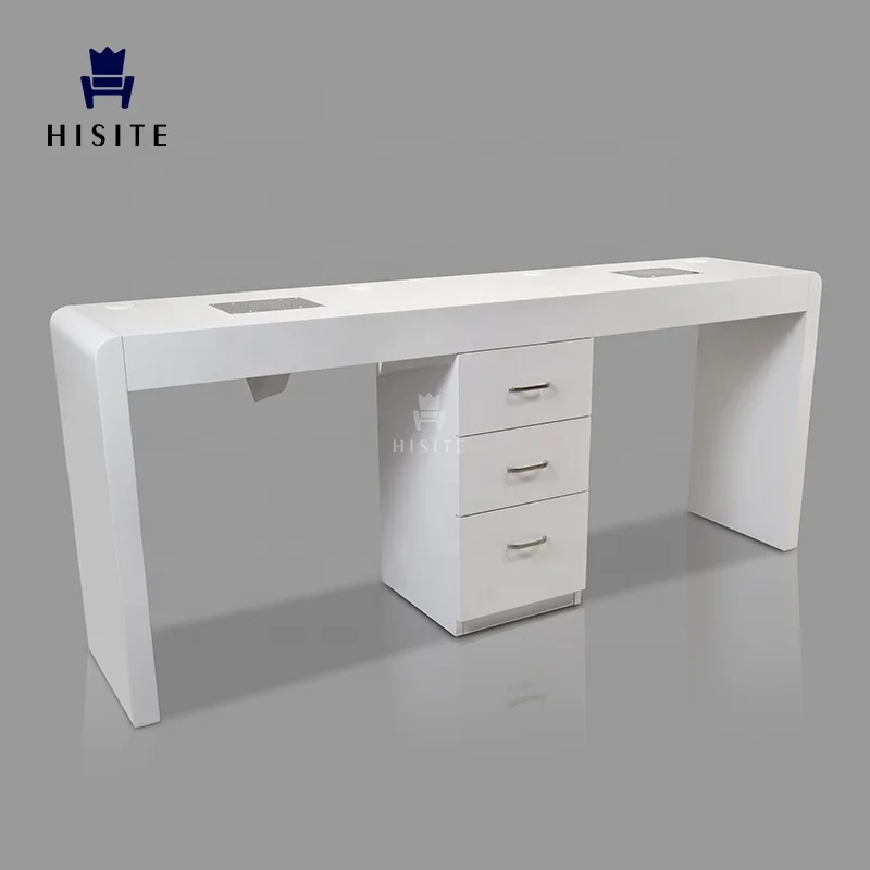 HISITE Nail Salon Furniture Double Manicure Desk Manicure Table