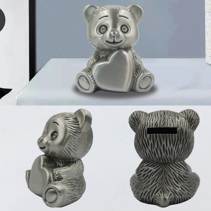 Home Decoration Christmas Birthday Gift Metal Lovely Bear Money Bank  Alloy Piggy Bank Coin Bank