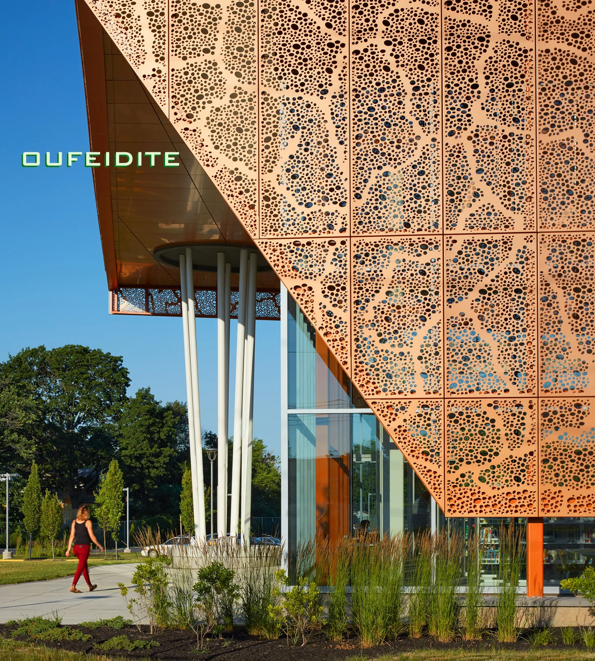 OFDT Laser Cut Aluminum Solid Panel Wall Cladding Facade Decorative Exterior Perforated Metal Wall Panel